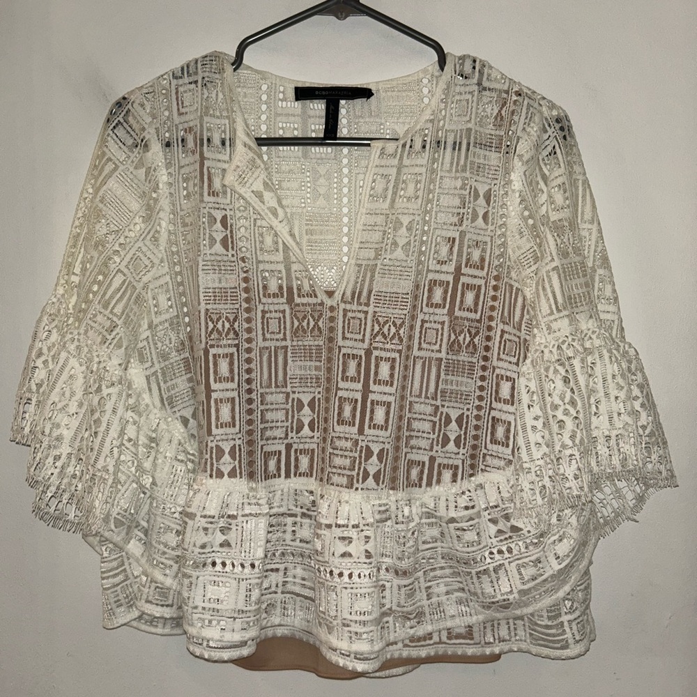 BCBGMaxAzria White Lace Blouse
